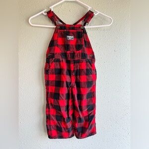 OshKosh B'gosh Kids Red and Black Plaid Overalls